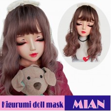 (Mian)Crossdress Sweet Girl Resin Half Head Female Kigurumi Mask With BJD Eyes Cosplay Anime Doll Mask (Mian)Crossdress Sweet Girl Resin Half Head Female Kigurumi Mask With BJD Eyes Cosplay Anime Doll Mask
